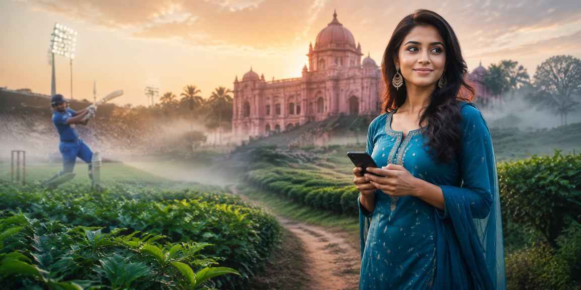 ঢাকায় মোবাইলে অনলাইন গেম খেলছেন একজন বাংলাদেশি তরুণী
